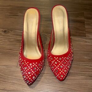 Elegant Red Studded Women's Shoes
